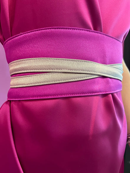 Cintura OBI fucsia e greige
