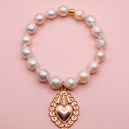 Bracciale Bisette -TALISMANI perle con charm Cuore sacro Gold