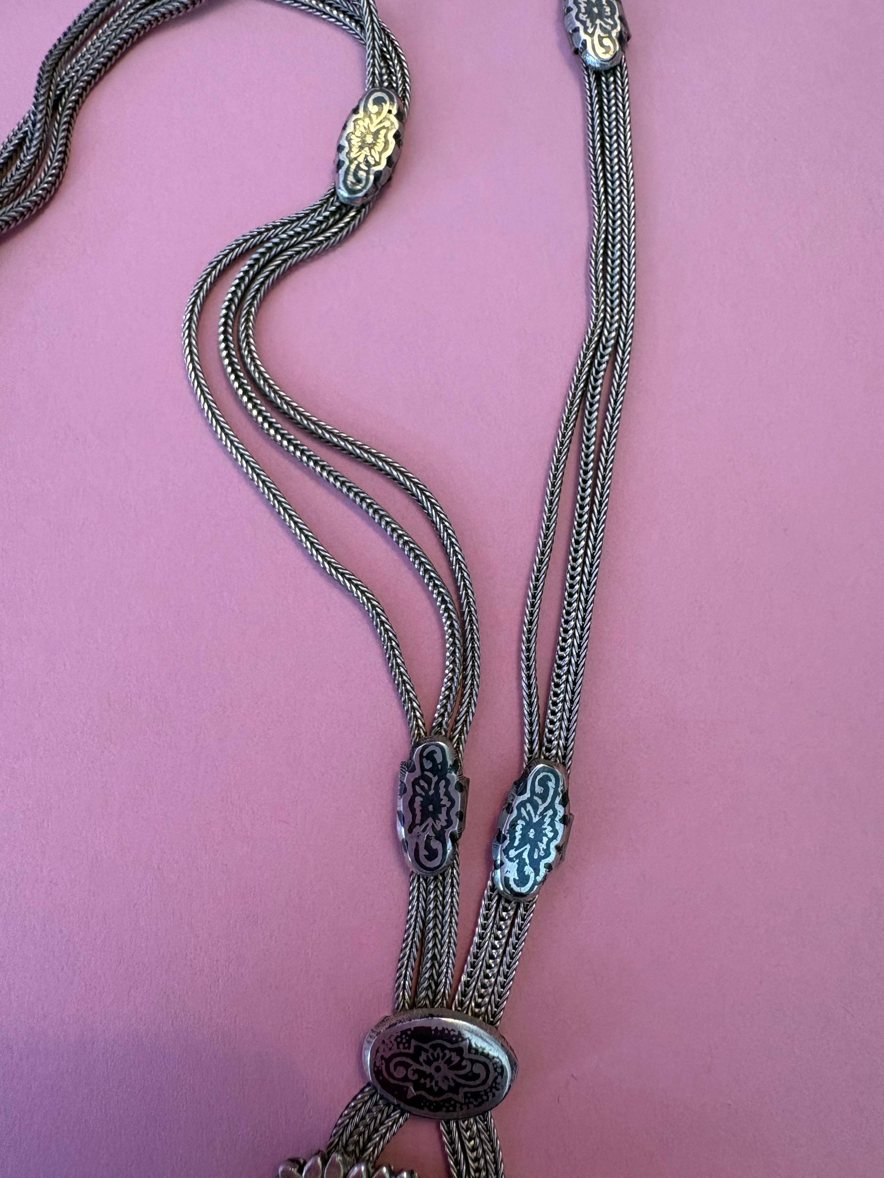 Gioiello d’Archivio Bisù — Rara Collana Sautoir Etnica in Argento 925 e Corniola Naturale