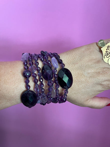 MAGNIFICO Bracciale multifili - 7 file - Ametista