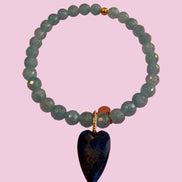Bracciale Bisette - JAIPUR angelite con charm cuore di lapislazzuli