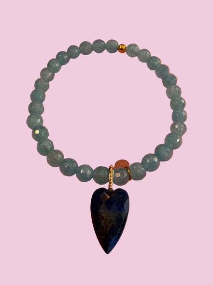 Bracciale Bisette - JAIPUR angelite con charm cuore di lapislazzuli