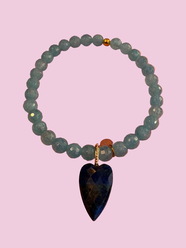 Bracciale Bisette - JAIPUR angelite con charm cuore di lapislazzuli