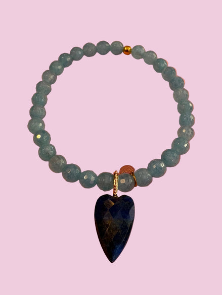 Bracciale Bisette - JAIPUR angelite con charm cuore di lapislazzuli