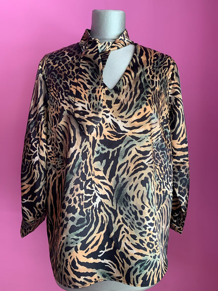 Gustave Flaubert - Blusa con nastri in raso jungle