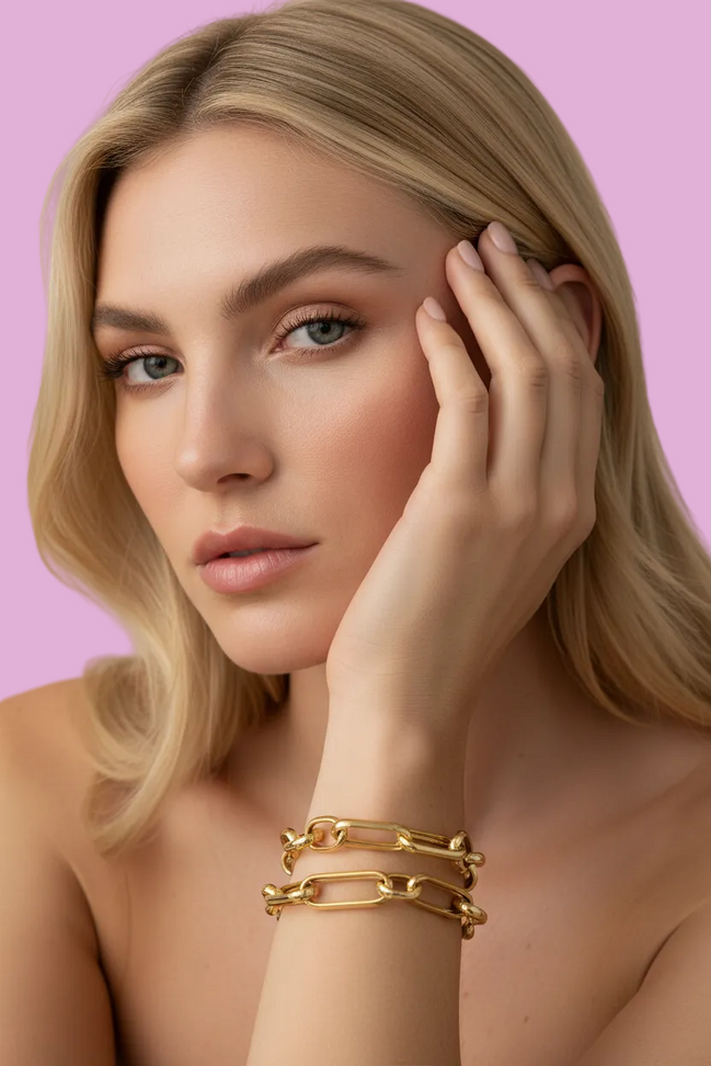 LUDOVICA - Bracciale catena argento 925 oro giallo
