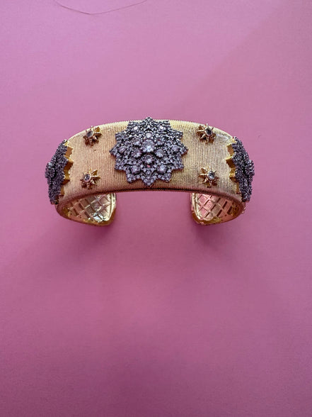 bracciale Kerala - Bangle ottone e filigrana con zirconi placcato oro giallo
