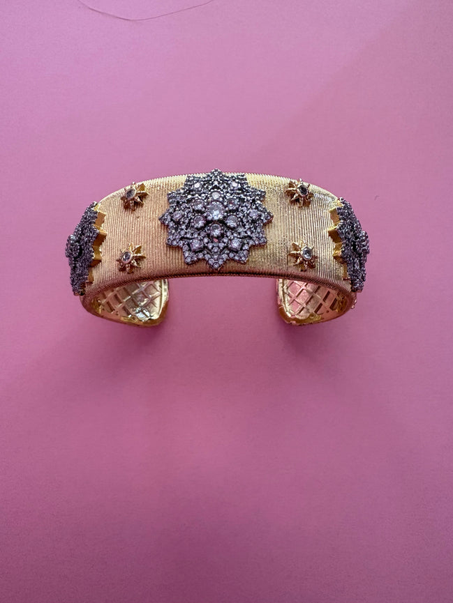 bracciale Kerala - Bangle ottone e filigrana con zirconi placcato oro giallo