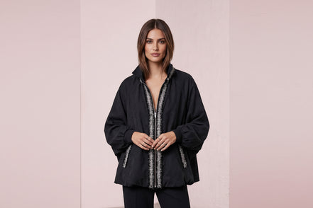 CHANELLINA Bomber : balloon bomber jacket with Couture trim