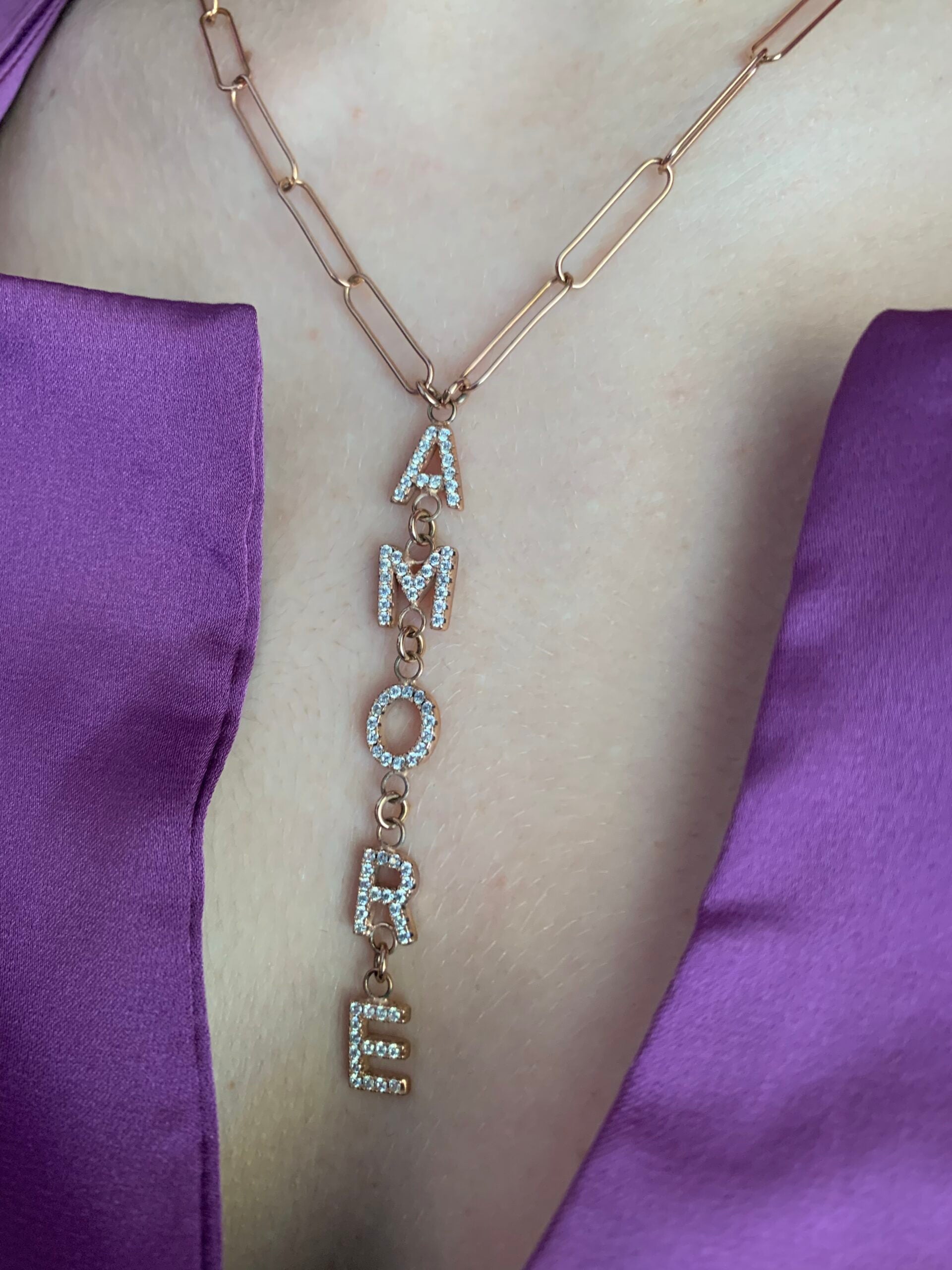 Collier amore con zirconi oro rosa