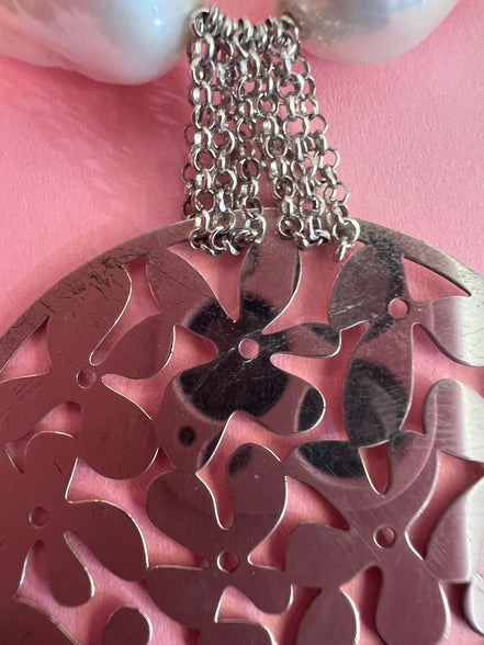 Collana con Perle Barocche Coltivate e pendeArgento 925