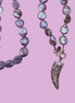 Collana TALISMANI con PERLE coltivate pastiglia barocche - chiusura gioiello Argento 925 - cm 85 - con charms Corno
