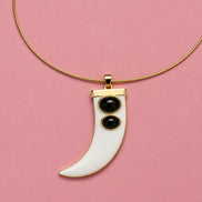Girocollo Rigido “Talismani” in Acciaio Gold con Charm Corno Smaltato