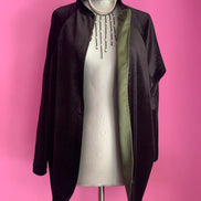 Wu Ming - Cardigan Bomber in velluto ciniglia nero e raso verde militare