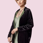 Wu Ming - Cardigan Bomber in velluto nero e raso verde militare