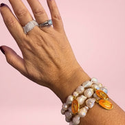 Bracciale Bisette -TALISMANI  perle coltivate barocche con charm Miracolosa