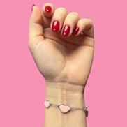 Braccialetto smaltato cuori rosa chiaro