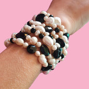MAGNIFICO Bracciale Multifili perle coltivate e onice