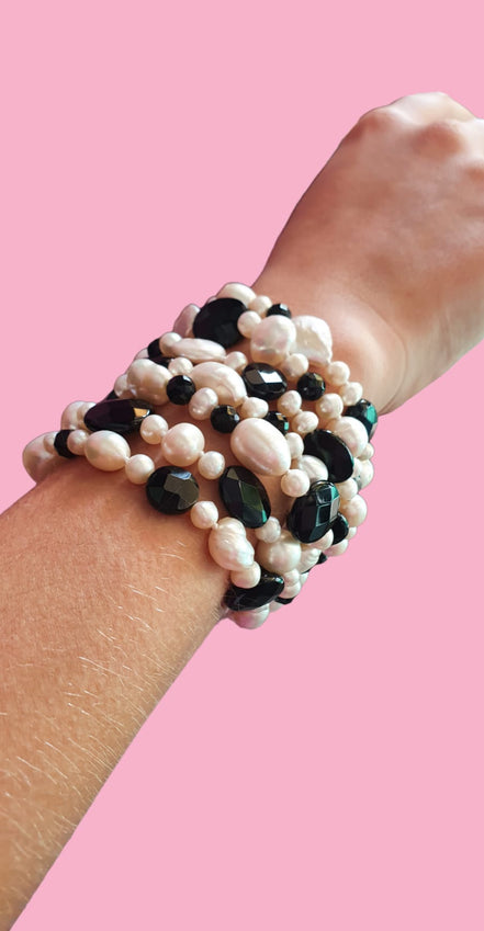 MAGNIFICO Bracciale Multifili perle coltivate e onice