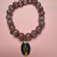 Bracciale Bisette -TALISMANI  occhi di gatto mauve  con charm Miracolosa