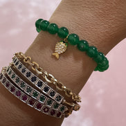 Bracciale Bisette - JAIPUR     Agata verde con charm pesciolino dorato