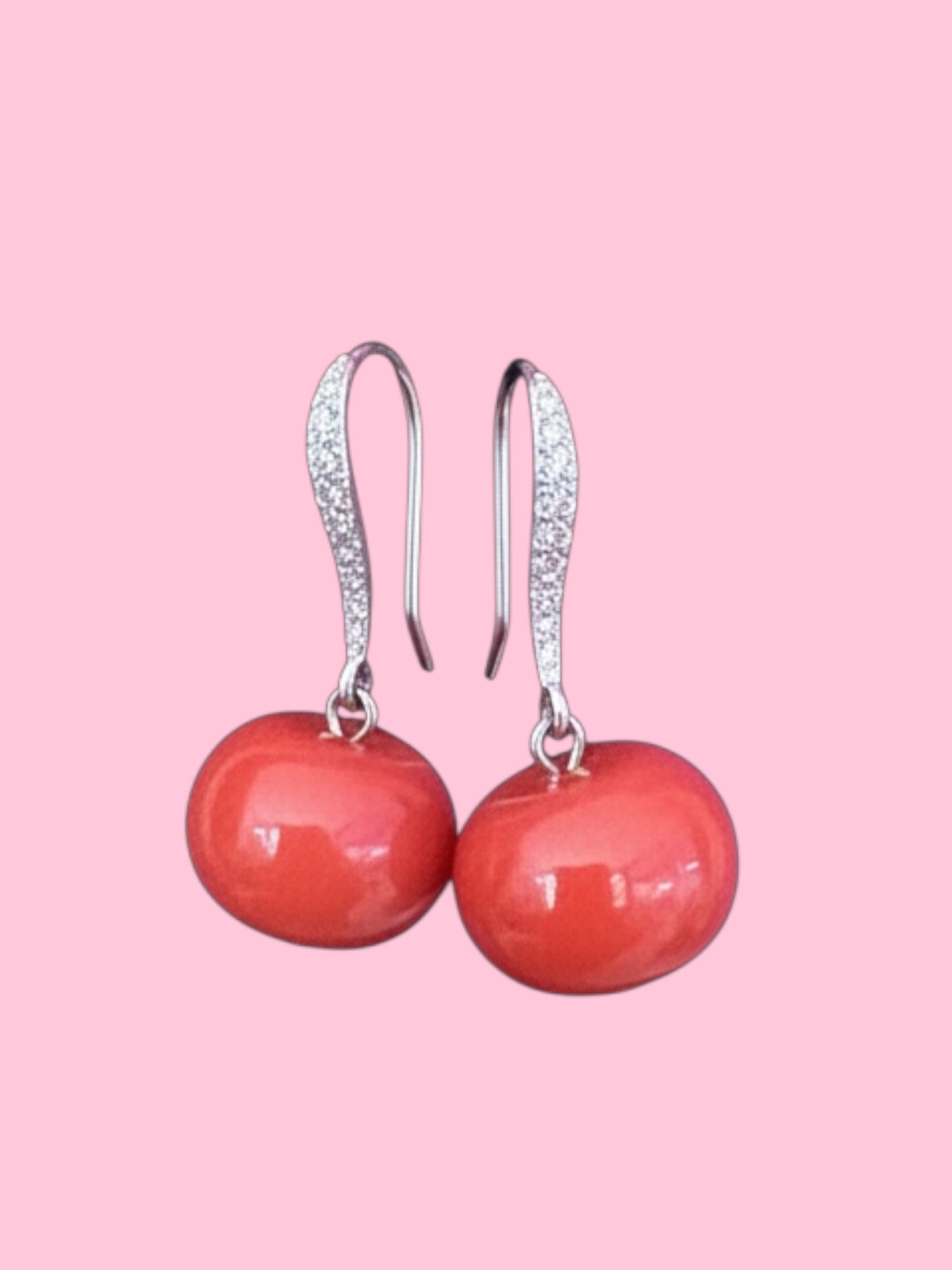 Orecchini  - MEDITERRANEA corallo rosso argento 925 zirconi