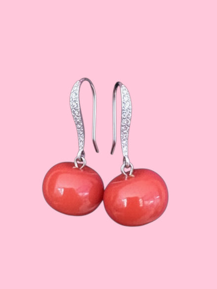 Orecchini  - MEDITERRANEA corallo rosso argento 925 zirconi
