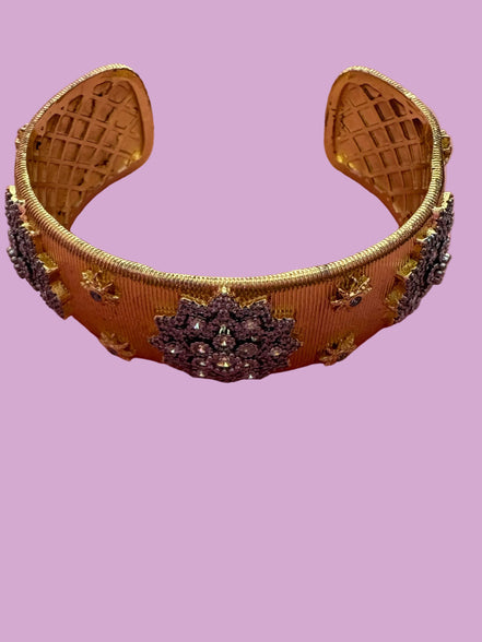bracciale Kerala - Bangle ottone e filigrana con zirconi placcato oro giallo