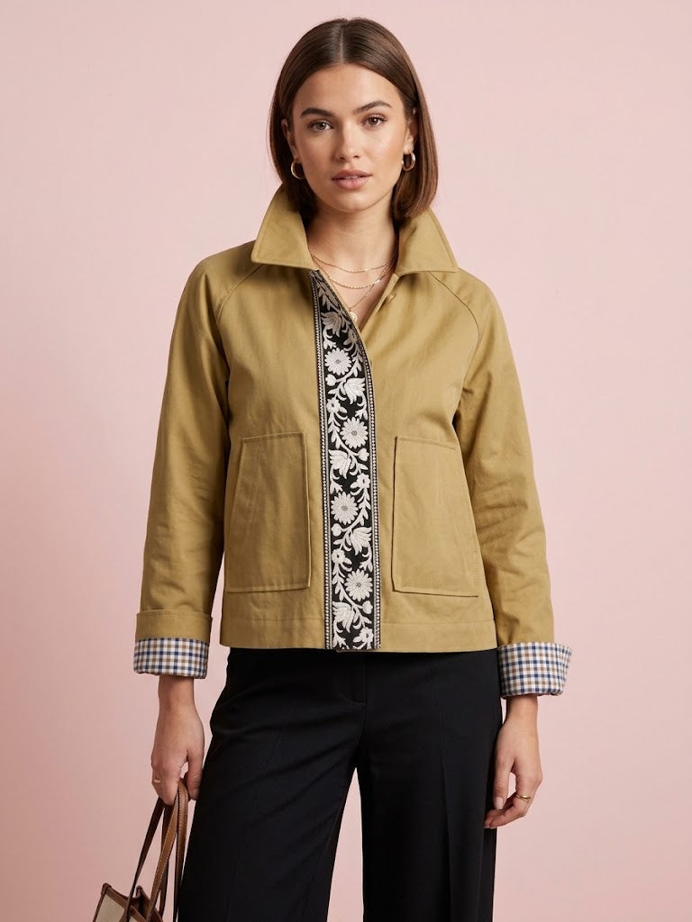 Flower  TRENCH JACKET – Giacca con Passamaneria Floreale Couture