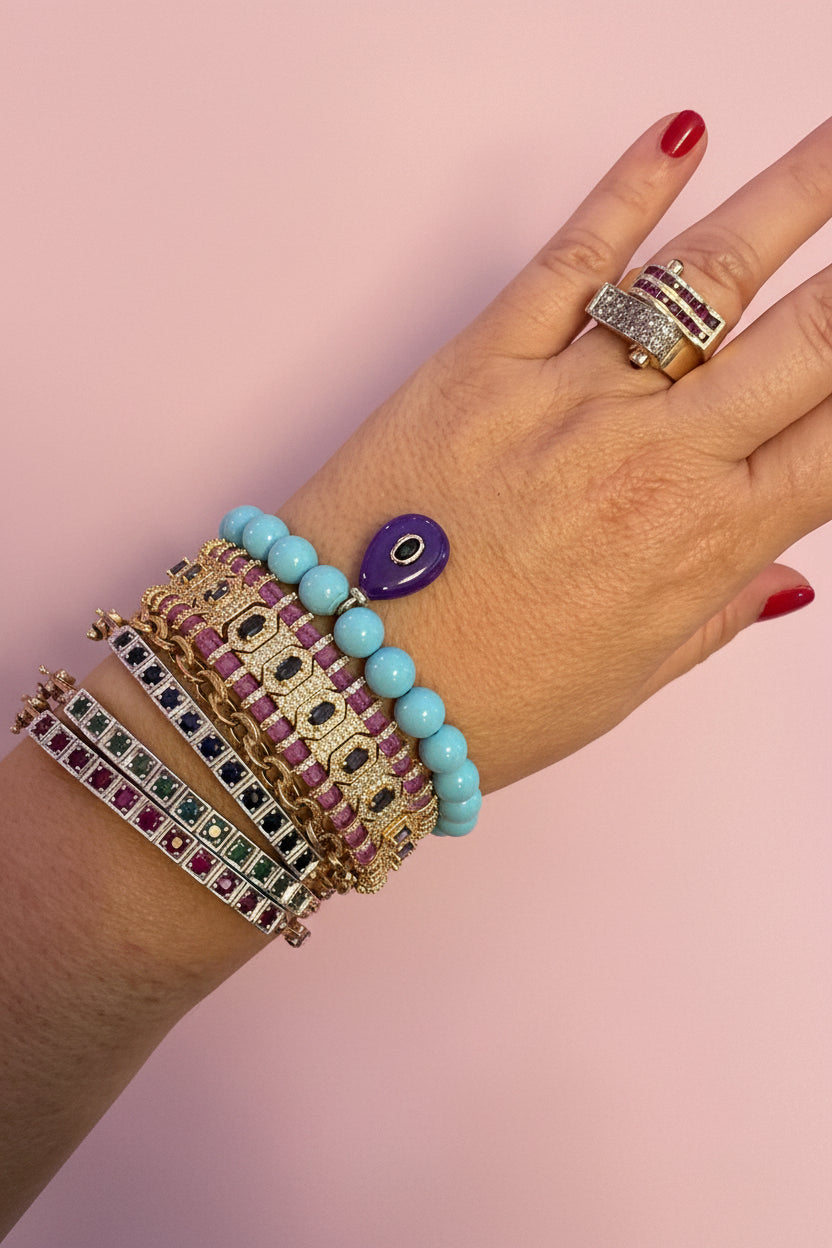 Bracciale MANTRA - Macrame’ con zirconi e ottone placcato oro giallo