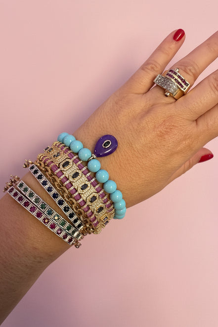 Bracciale MANTRA - Macrame’ con zirconi e ottone placcato oro giallo