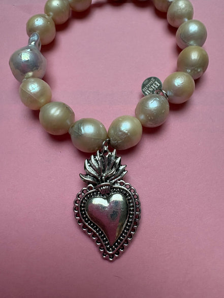 Bracciale Bisette -TALISMANI  perle  con charm Cuore Sacro