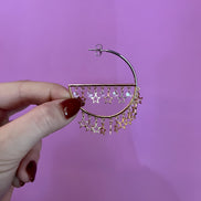 Orecchini - anelle argento 925 con zirconi e stelle pendenti in tre placcature