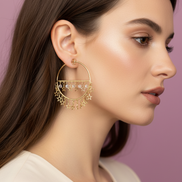 Orecchini - anelle argento 925 con zirconi e stelle pendenti in tre placcature