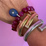 Bracciale Bisette - JAIPUR agata burgundy con charm goccia di lapislazzuli
