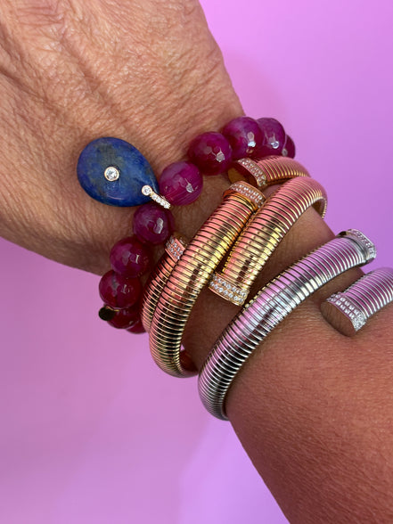 Bracciale Bisette - JAIPUR agata burgundy con charm goccia di lapislazzuli