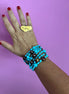 MAGNIFICO Bracciale multifili - 7 file - turchese e perle brown semiround e barocche