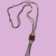 Gioiello d’Archivio Bisù — Rara Collana Sautoir Etnica in Argento 925 e Corniola Naturale