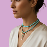 Collana POISSONS - turchese mm 4 - chiusura argento 925 -  pesciolini