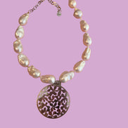 Collana con Perle Barocche Coltivate e pendeArgento 925