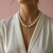 Collana con Perle Barocche Coltivate e pendeArgento 925