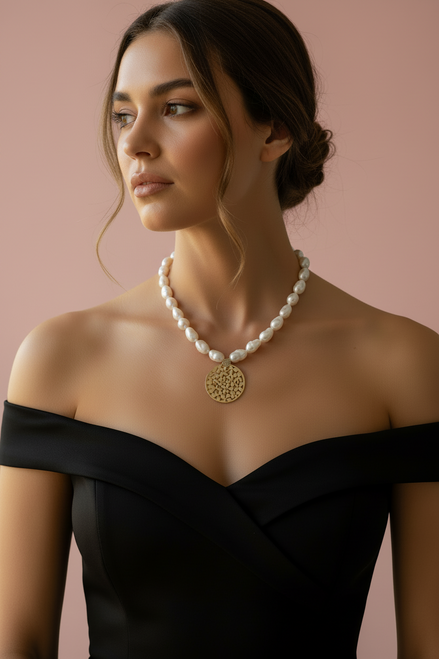 Collana con Perle Barocche Coltivate e pendeArgento 925
