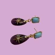 Orecchini  - Jaipur Ametista con stella del nord e turchese argento gold