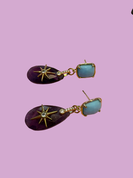 Orecchini  - Jaipur Ametista con stella del nord e turchese argento gold