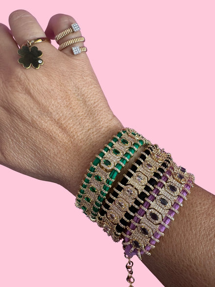 Bracciale MANTRA - Macrame’ con zirconi e ottone placcato oro giallo
