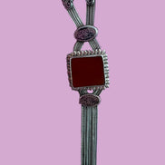 Gioiello d’Archivio Bisù — Rara Collana Sautoir Etnica in Argento 925 e Corniola Naturale