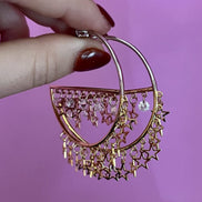 Orecchini - anelle argento 925 con zirconi e stelle pendenti in tre placcature