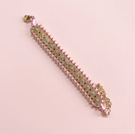 Bracciale MANTRA 4 - Macrame’ con zirconi e ottone placcato oro giallo