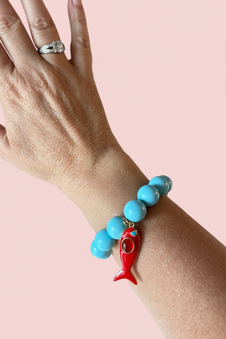 Bracciale Bisette - OCEANO  turchese con charm pesciolino