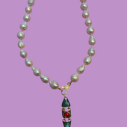 Collana OCEANO - PERLE coltivate barocche - chiusura gioiello argento 925 - cm 40- con charm pesce